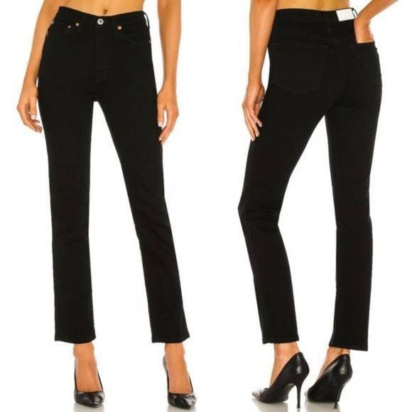 Re/Done Denim - Re/Done Originals 80s Slim Straight in Jet Black 25